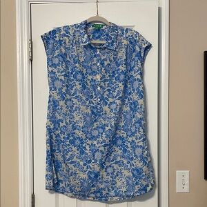 J. Crew Floral Print Mini Dress in Blue and White